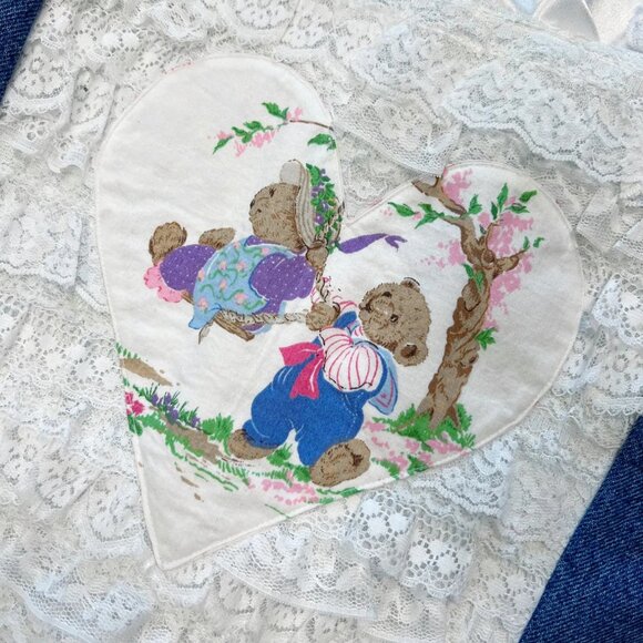 Vintage Teddy Bear Denim Corset Top – Cottagecore Coquette Aesthetic - Picture 4 of 7